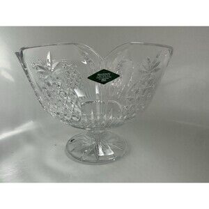 Shannon Crystal Pineapple Cut Pedestal Compote Bowl 24% Lead Irish Crystal
